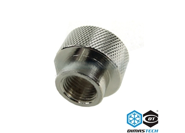 Reducing Socket G1/2 To G1/4 Inner Thread Knurled Silver Nickel Plated